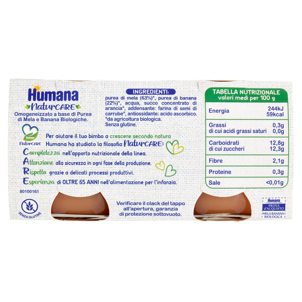 Omogeneizzato Di Mela E Banana Bio Humana 2x100 G. - Foto 3