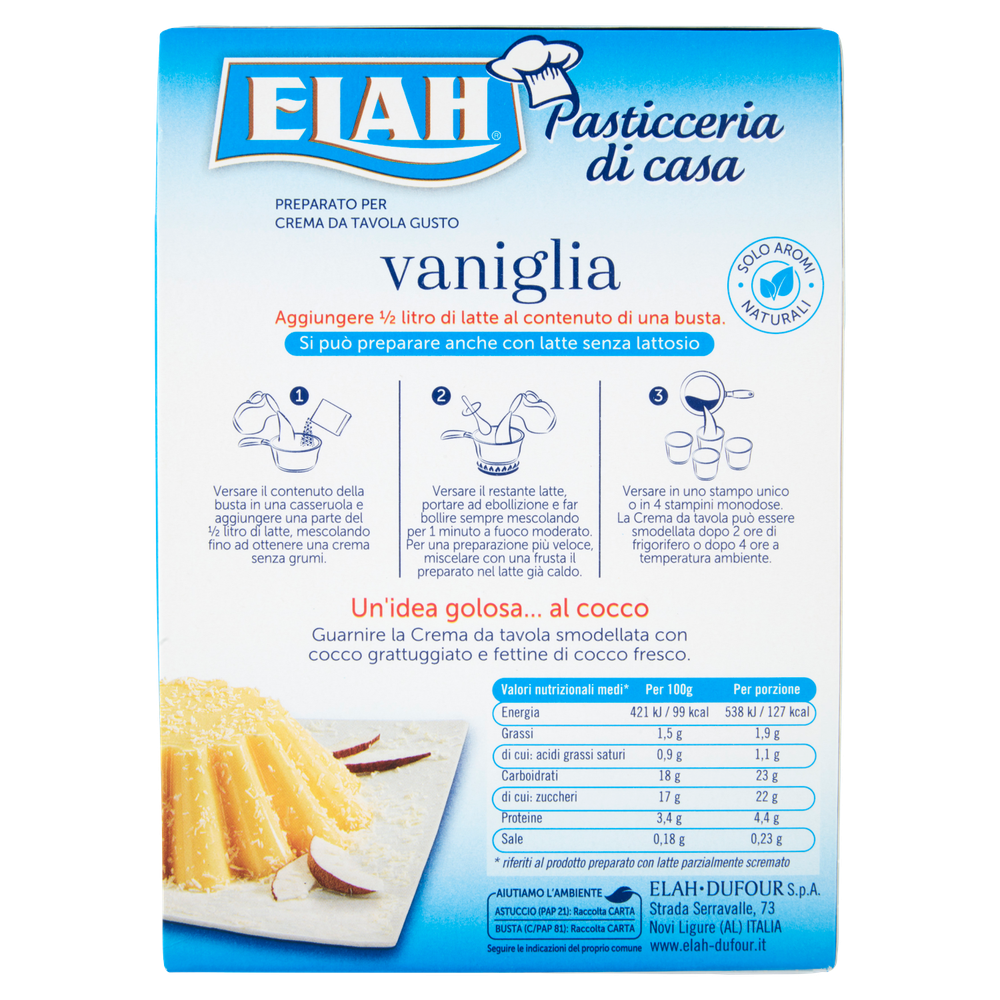 Preparato Per Crema Da Tavola Gusto Vaniglia Elah - Foto 3