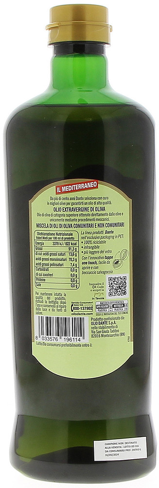 Olio Extra Vergine Il Mediterraneo Dante Pet