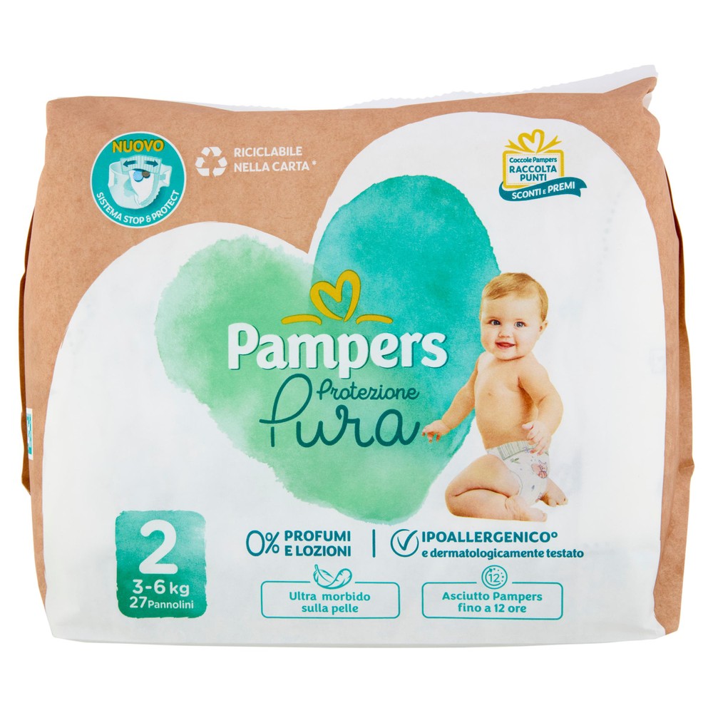 Pannolini Protezione Pura, Taglia 2 Mini (3-6 Kg) Pampers - Foto 1