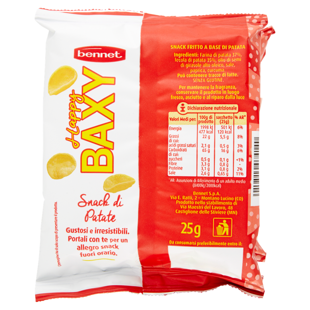 Snack Petali Di Patata Happy Baxi 6x25g Bennet - Foto 3
