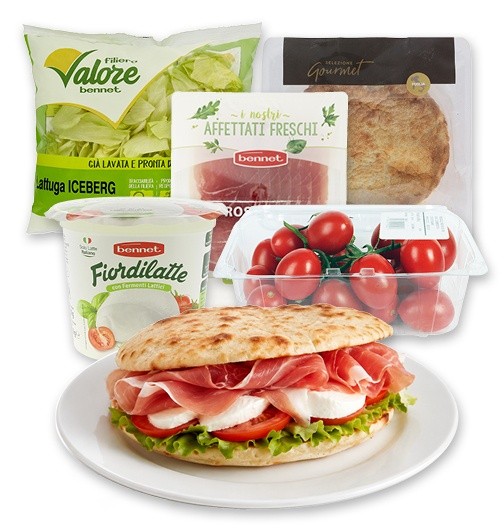 Puccia Classica x2 con Crudo, Mozzarella Fior di Latte, Pomodoro e Insalata - Foto 1