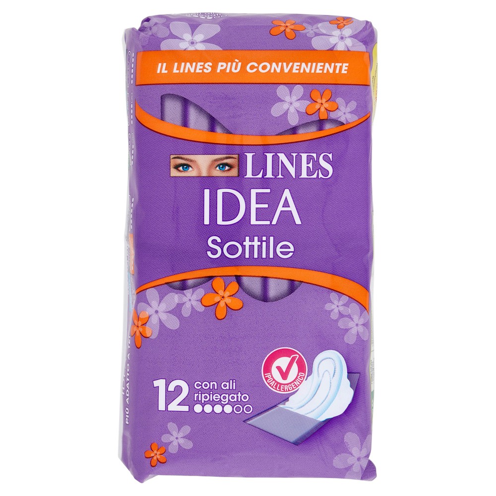 Assorbenti Sottili Ripiegati Con Ali 12 Pezzi Lines Idea - Foto 1