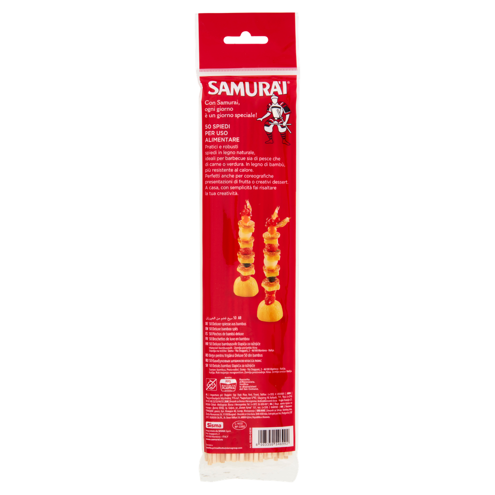 Spiedi Deluxe Tondi In Legno Di Bambu' 25cm Samurai - Foto 3