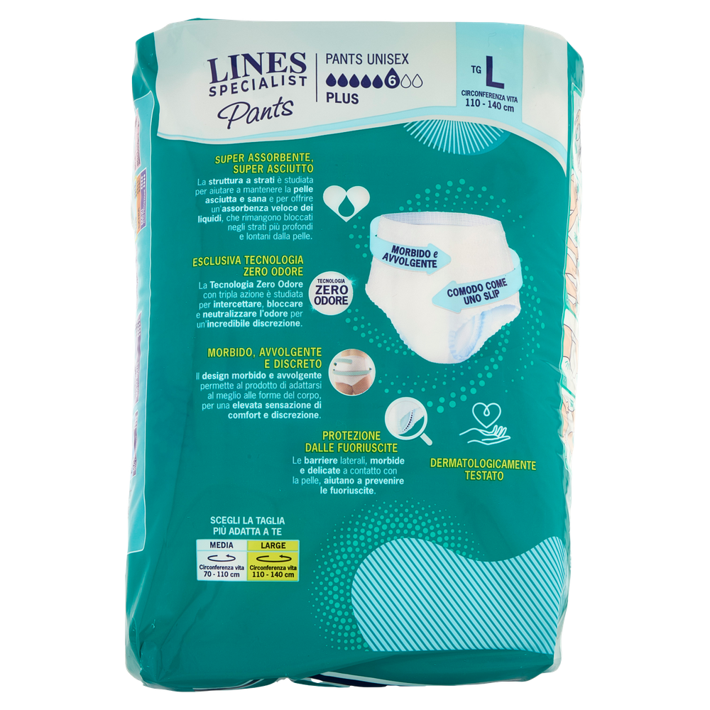 7 Pants Plus Unisex Per Incontinenza Taglia L Lines Specialist - Foto 3
