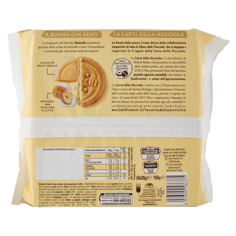 Biscotti Baiocchi Con Crema Di Nocciola E Latte Mulino Bianco - Foto 3