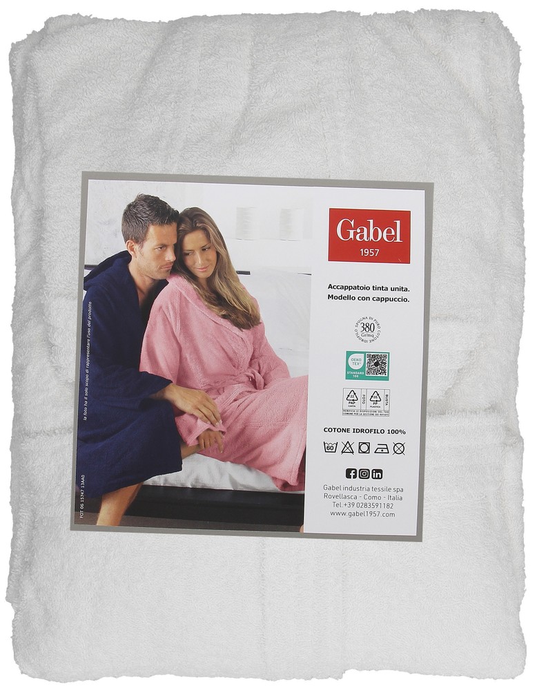 Accappatoio Unisex Con Cappuccio XL Bianco Gabel - Foto 1