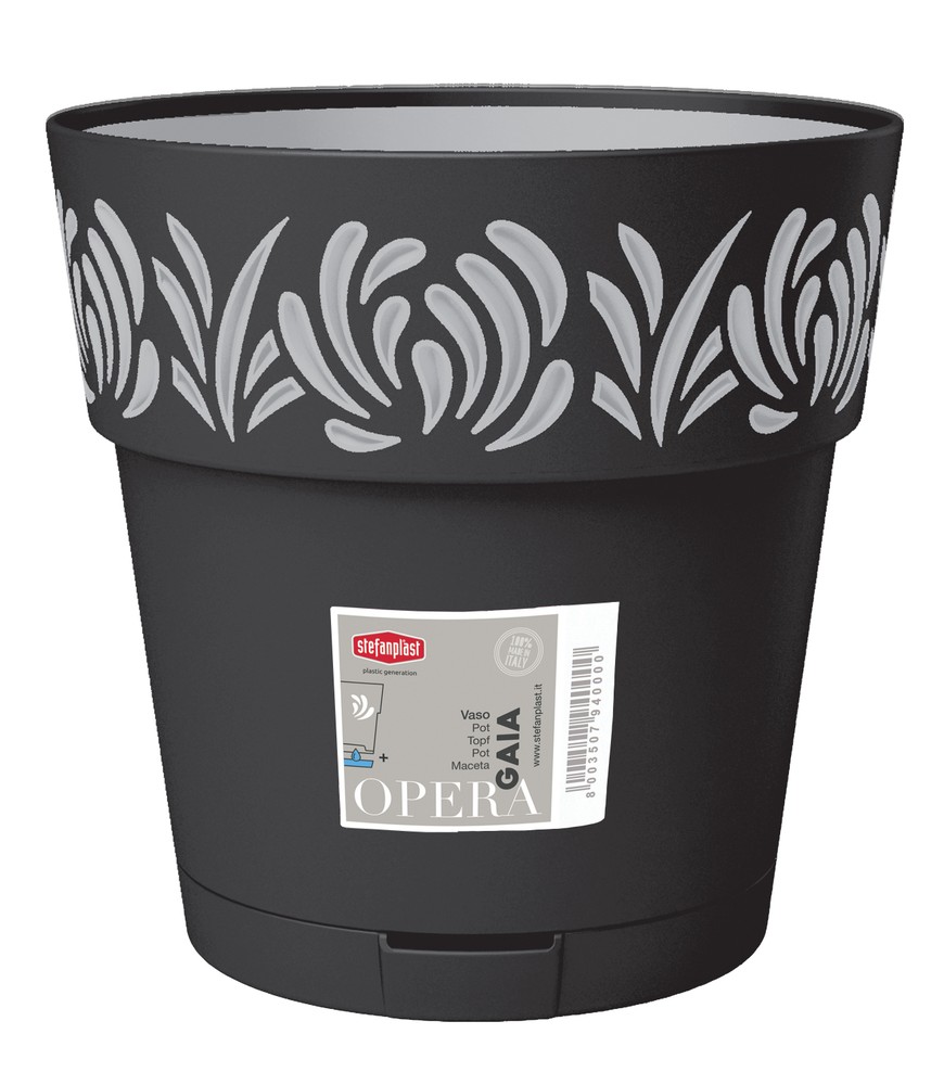 Vaso Opera Gaia Con Riserva D'acqua D.20 Cm Colore Grafite Stefanplast - Foto 1