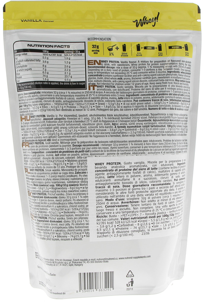 Integratore Sportivo Protein Whey 74%alla Vaniglia Nutrend - Foto 3