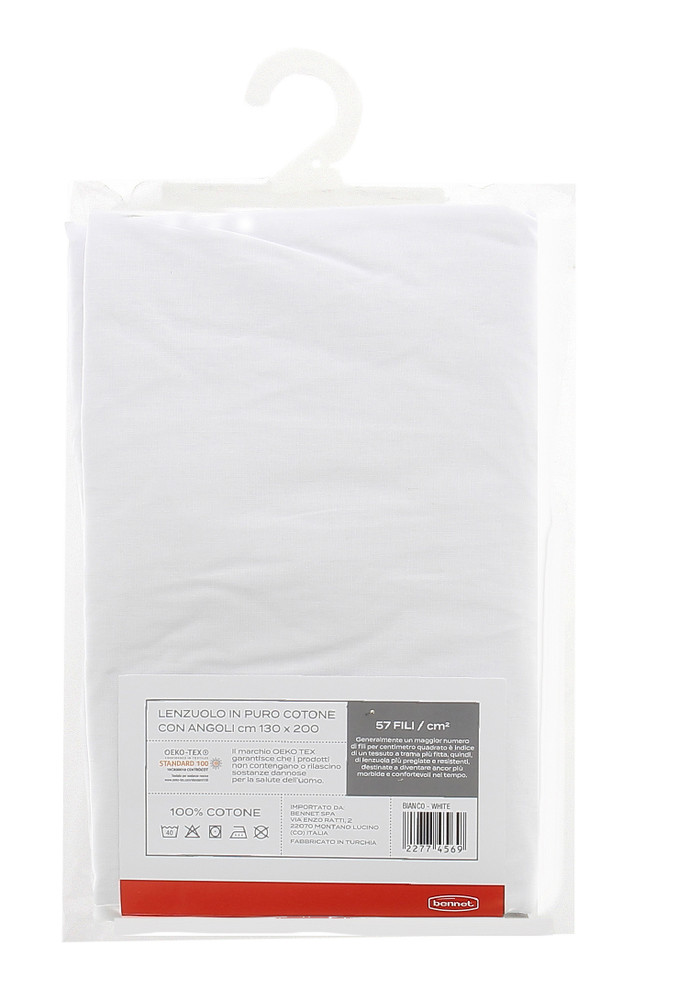Lenzuolo Angoli Tinta Unita 1piazza 1/2 Cm130x200 Bianco Casa - Foto 1