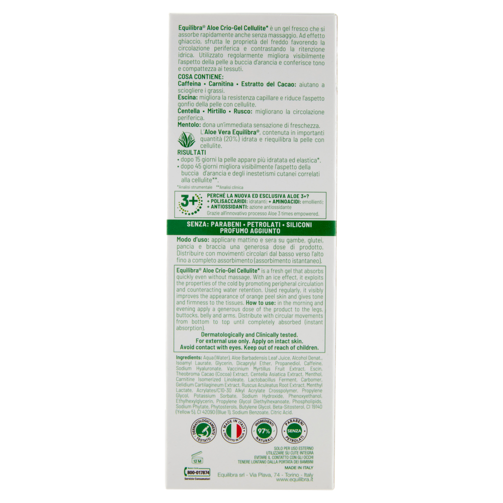 Crema Corpo Crio Gel Aloe Anticellulite Equilibra - Foto 3