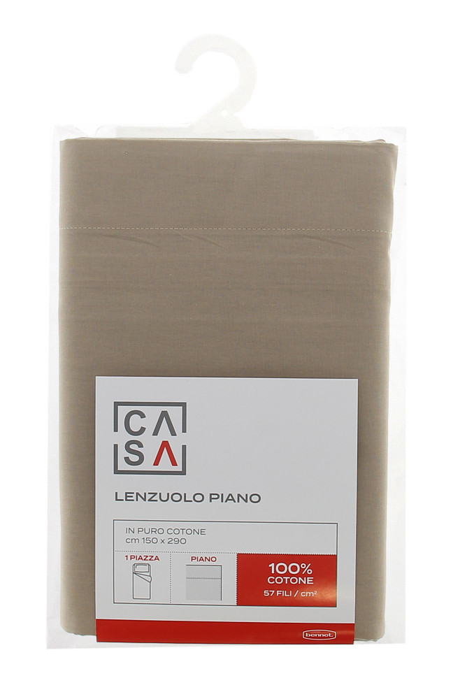 Lenzuolo Piano Tinta Unita 1 Piazza Cm 150x290 Beige Casa - Foto 1