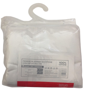 Federa Jersey Tinta Unita Cm50x80 Con Zip Bianco Conf Da 2 Casa - Foto 2