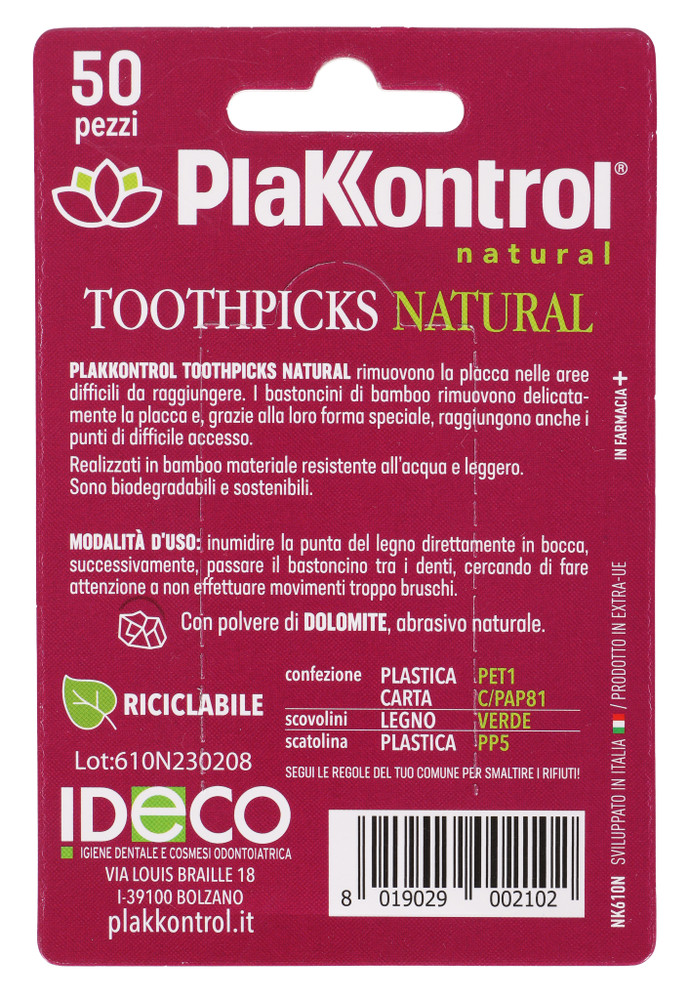 Plakkontrol Natural Kontrol Bastoncini In Bamboo - Foto 3