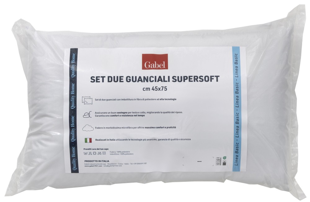 Set 2 Guanciali Supersoft Quality Home Cm 45x75 Gabel - Foto 1