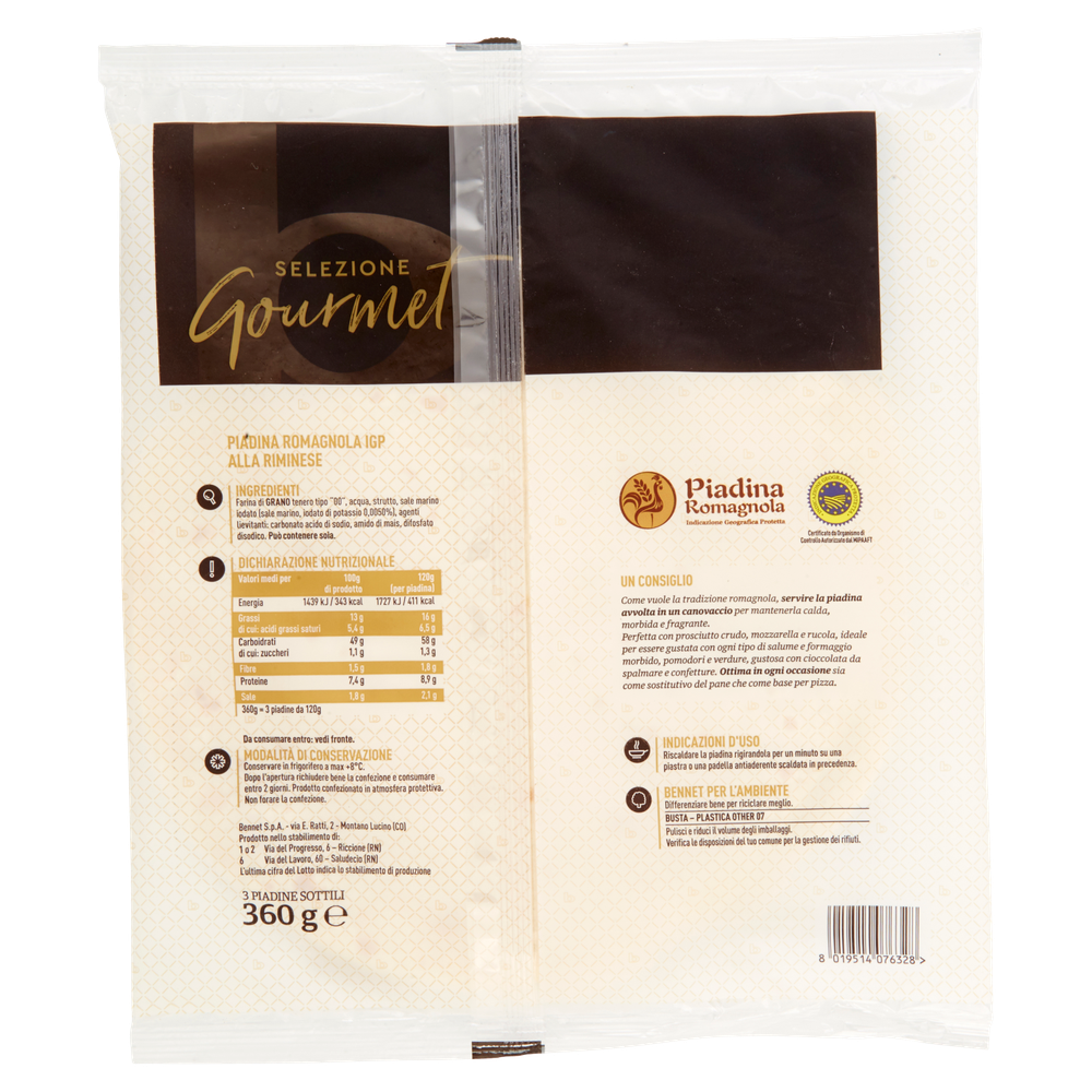 Piadina Romagnola Igp Selezione Gourmet Bennet - Foto 3