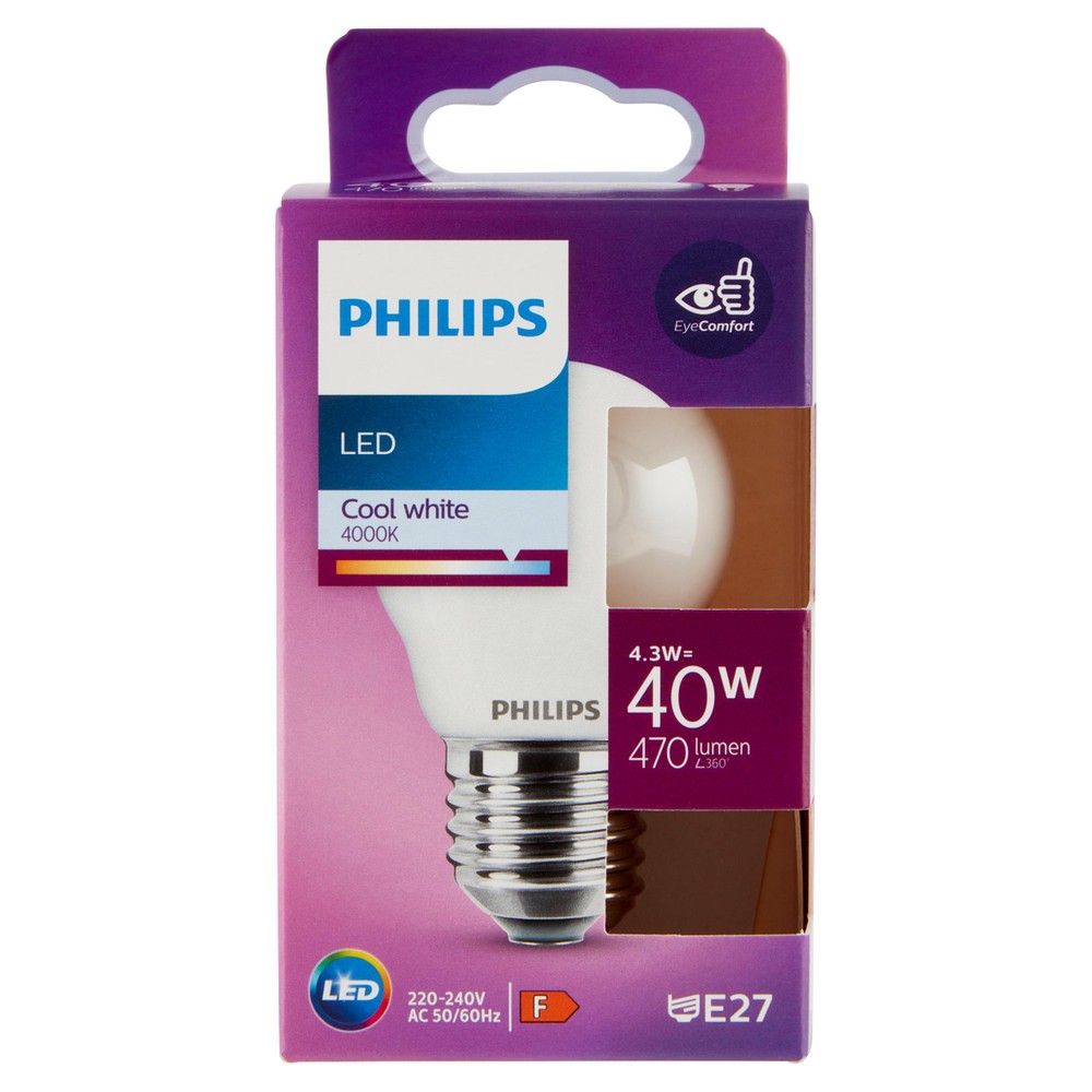 Lampadina A Led Sfera 40w Attacco E27 Luce Fredda Philips - Foto 1