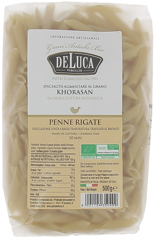Pasta Penne Rigate Di Grano Khorasan Bio De Luca - Foto 1