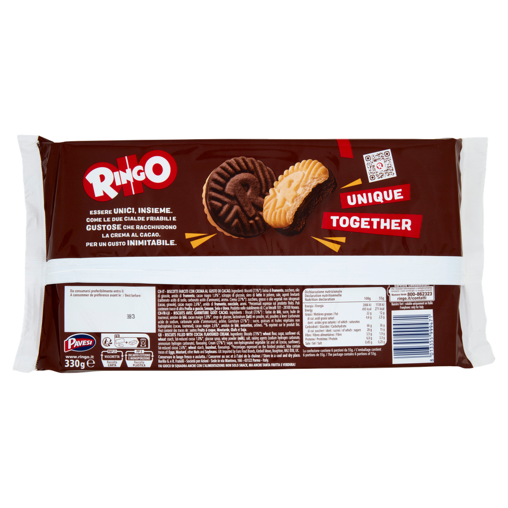 Biscotti Farciti Con Crema Al Cacao 6x55g Ringo - Foto 3