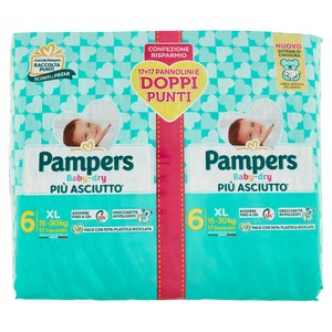Pannolini Baby Dry 2x15, Taglia 6 XL (15-30 Kg) Pampers