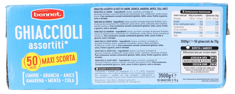 Ghiaccioli Assortiti Conf.Da 50 Pz Bennet - Foto 2