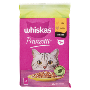 Whiskas Pranzetti Cibo Umido Per Gatti Adulti, Pollo E Tacchino, 6x50g - Foto 1