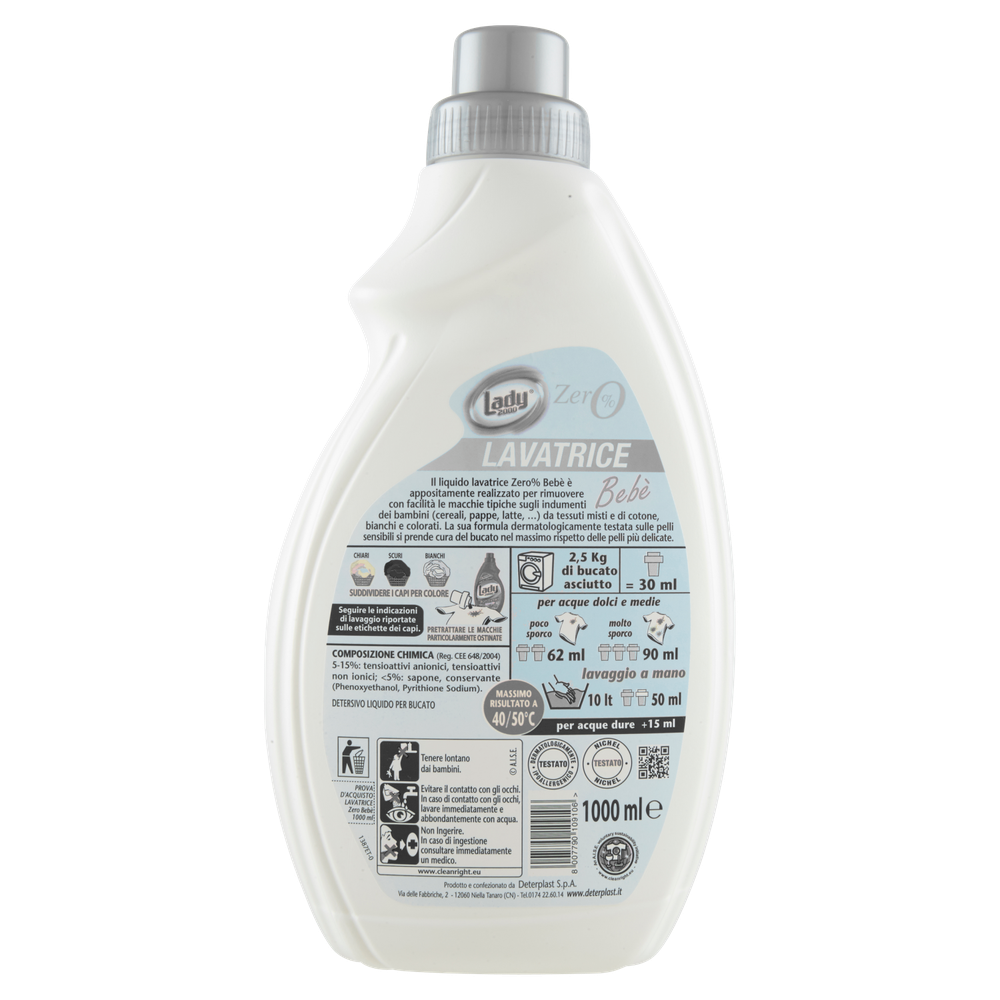 Detersivo Liquido Anallergico Bebe' Zero% 16 Lavaggi - Foto 3