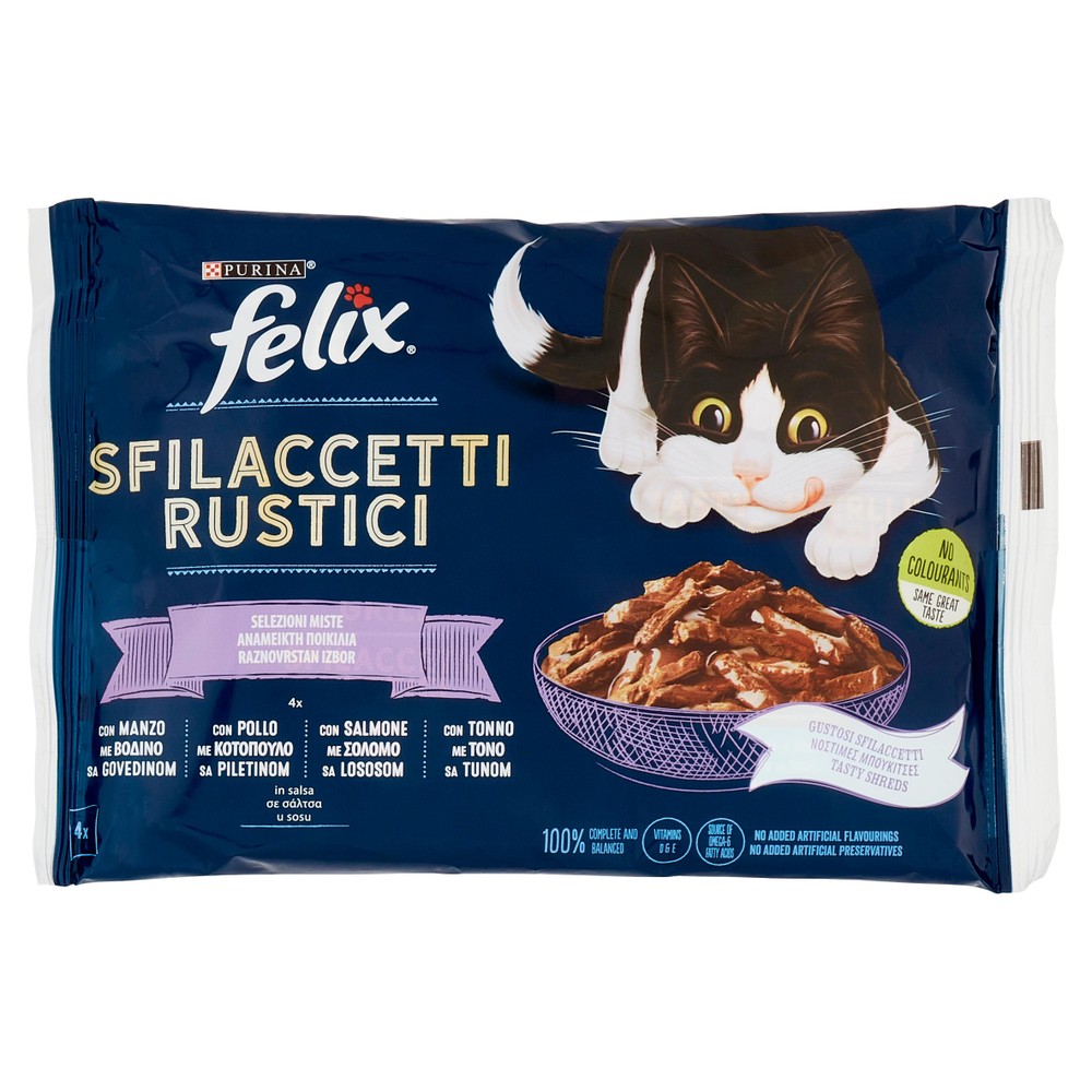 Alimento Umido Per Gatti Sfilaccetti Rustici Misto Felix
