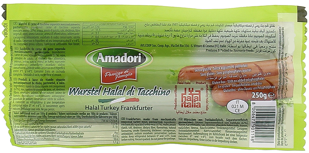 Wurstel Tacchino Halal Amadori Conf. Da 3 - Foto 1