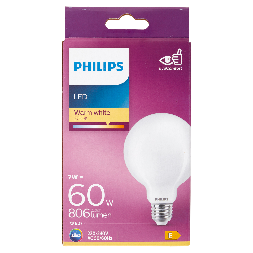 Lampadina A Led Globo 60w Attacco E27 Luce Calda Philips - Foto 3