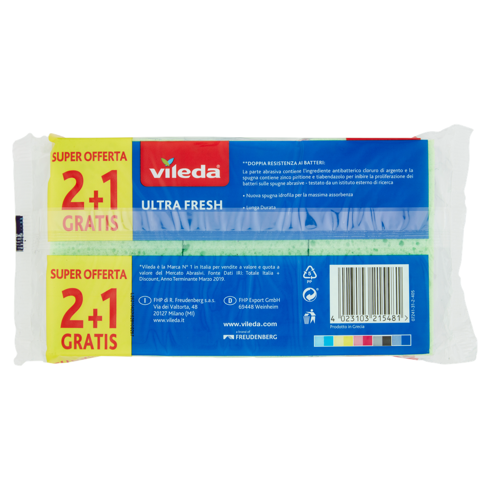 2 Spugne Abrasive Ultrafresh Vileda + 1 Omaggio - Foto 3