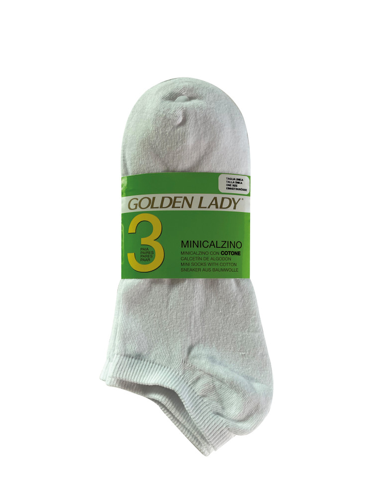 3 Mini Calze Donna Tg Unica Bianco Cotone Leggero Golden Lady - Foto 1