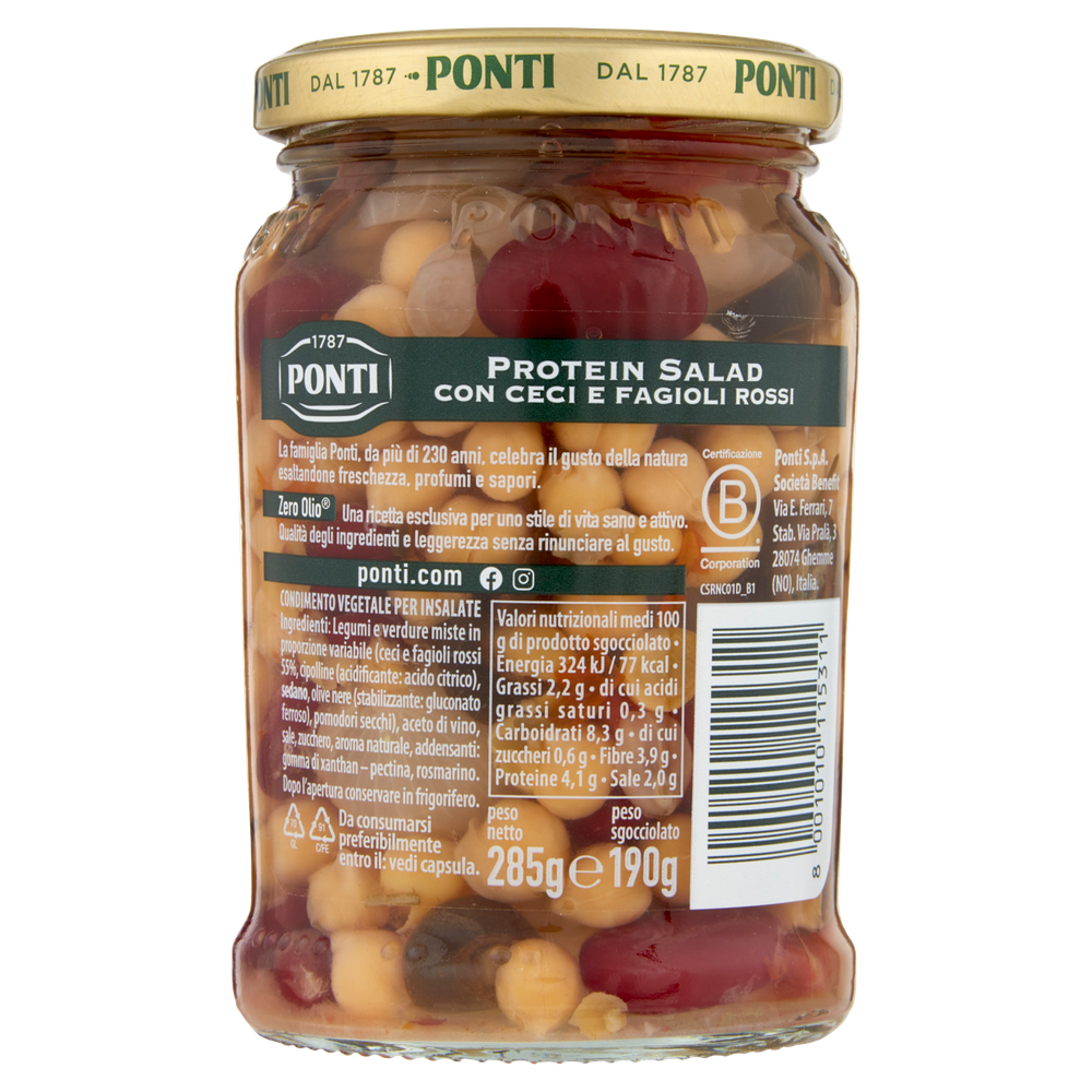 Condimento Protein Salad Con Ceci E Fagioli Rossi Zero Olio Ponti - Foto 3