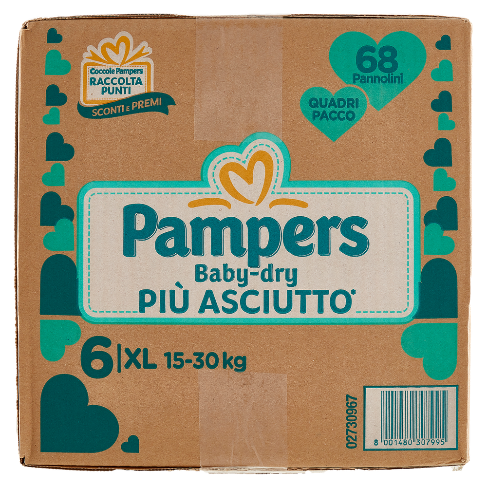 68 Pannolini Baby Dry Quadripack Taglia 6 XL  Pampers - Foto 2