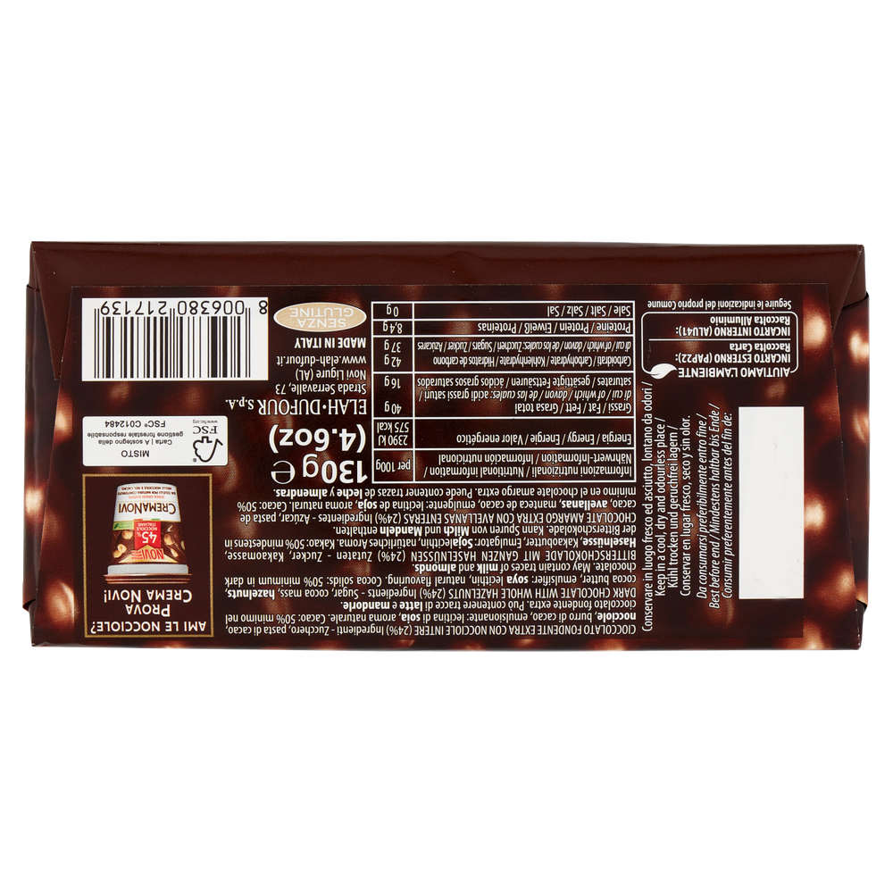 Tavoletta Di Cioccolato Fondente Extra Con Nocciole Intere Novi - Foto 3