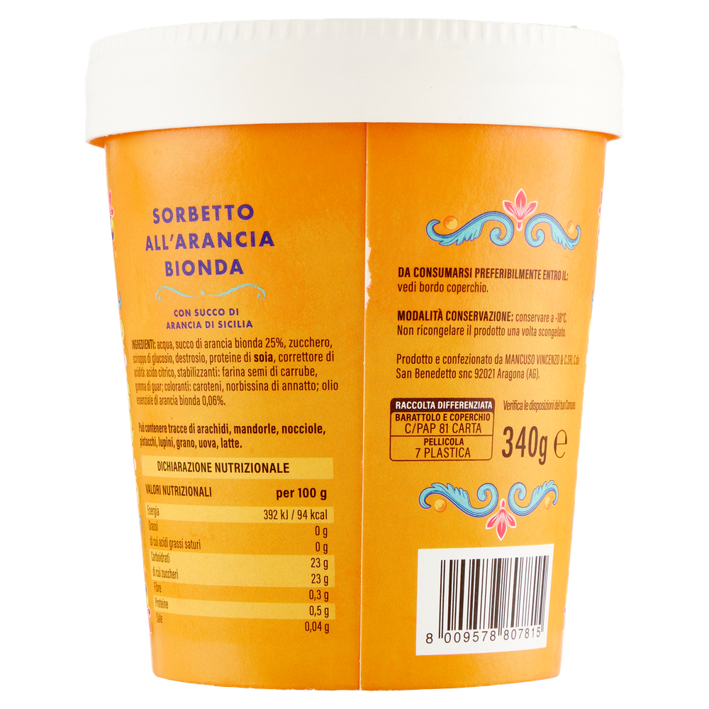 Sorbetto All'arancia Bionda Con Succo Di Arancia Di Sicilia - Foto 3