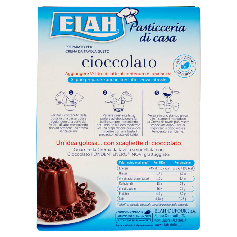 Preparato Per Crema Da Tavola Gusto Cioccolato Aromi Naturali Elah - Foto 3