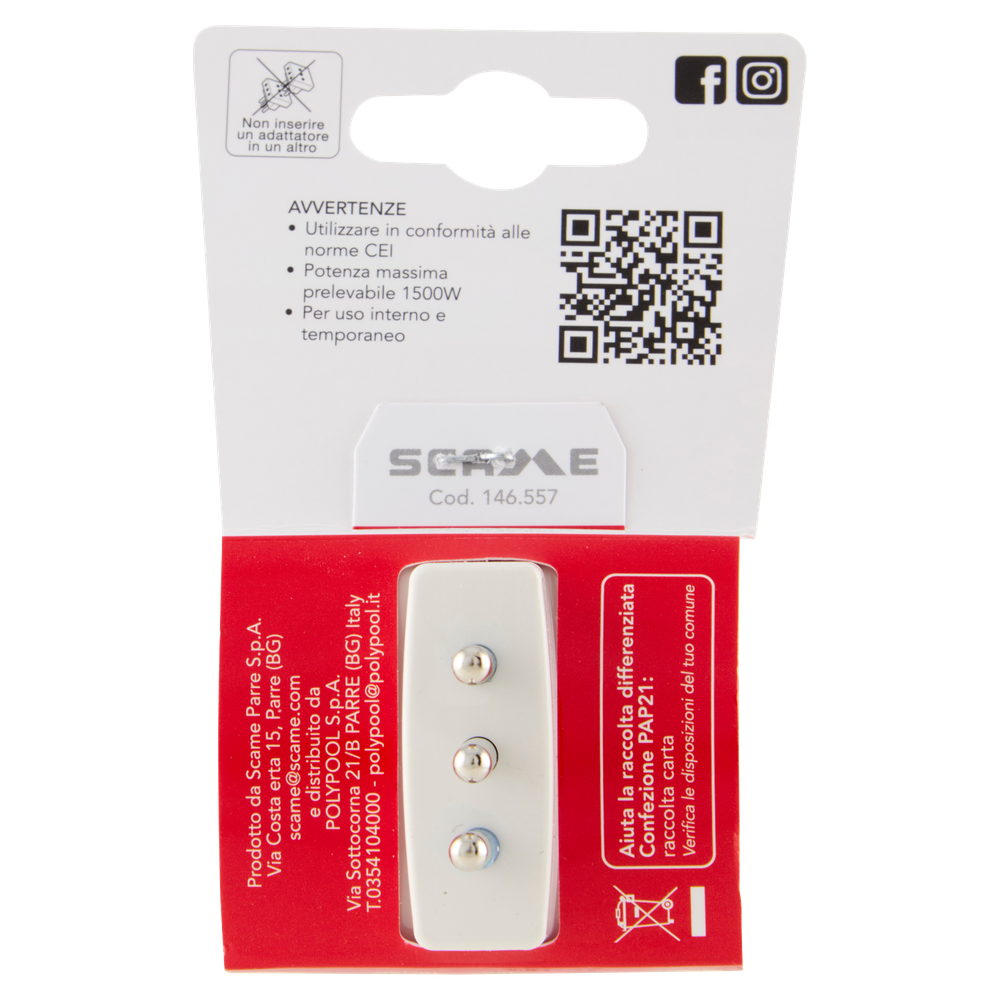 Adattatore Triplo Con Spina 10a Prese Pluristandard 2p+t Polypool - Foto 3