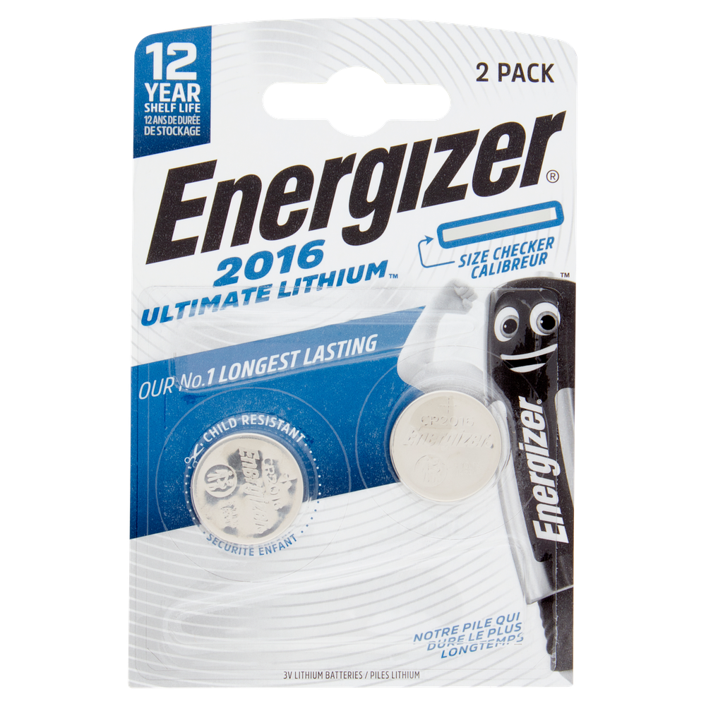 2 Pile Cr2016 Lithium Performance Energizer