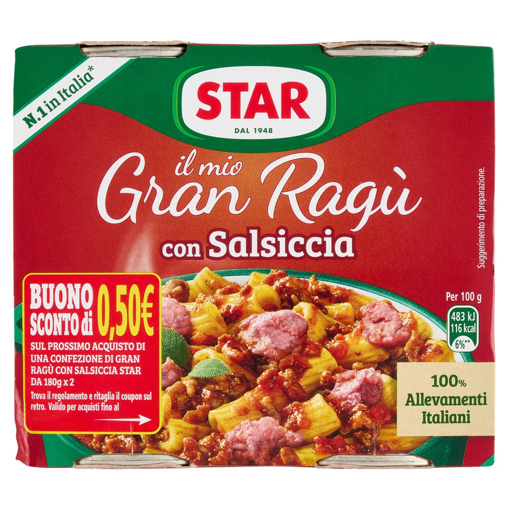 Il Mio Gran Ragu' Con Salsiccia Senza Glutine 2x180g Star - Foto 1