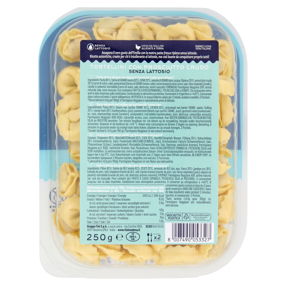 Tortellini Con Prosciutto Crudo Senza Lattosio Fini - Foto 3