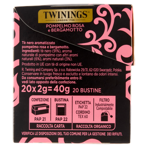 Te'nero Aromatizzato Pompelmo Rosa E Bergamotto Twinings,Conf.20 Filtri - Foto 2
