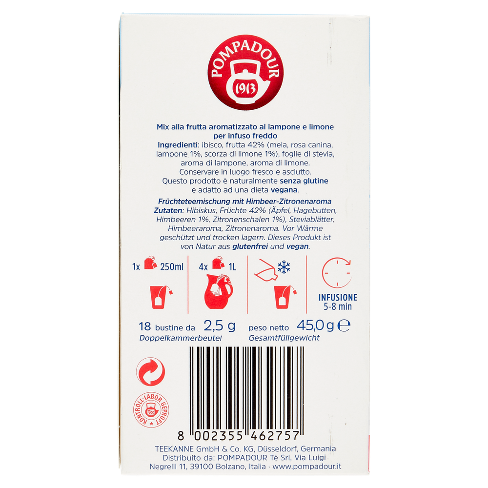 Infuso Con Lampone E Limone Fredde Infusioni Pompadour - Foto 2