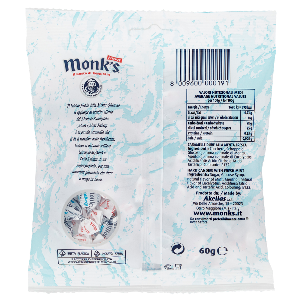 Caramelle Mini Iceberg Menta Ghiaccio Freschezza Prolungata Monk's - Foto 3