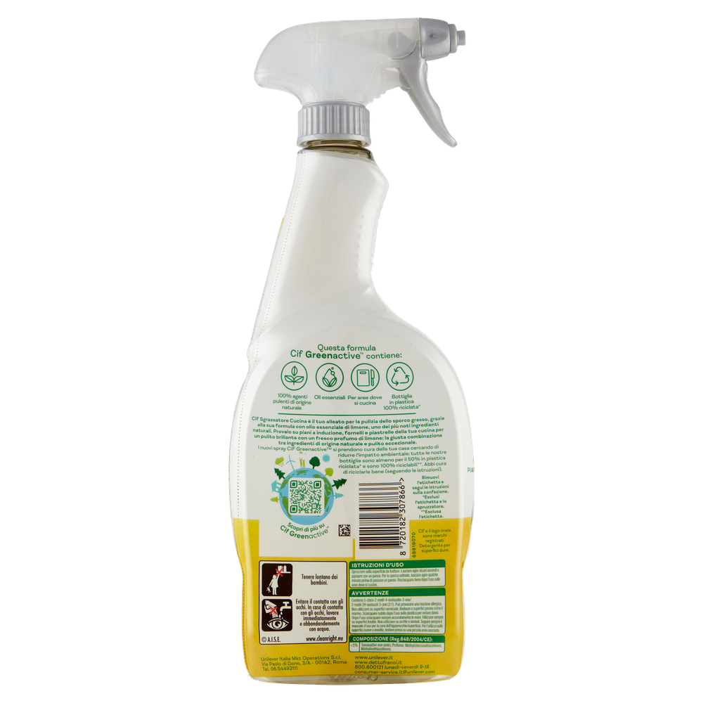 Sgrassatore Spray Multisuperficie Limone Green Active Cif