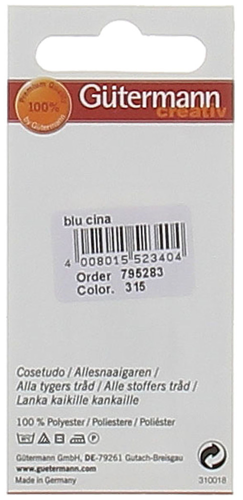 Filo Per Cucire Colore 315 Blu Cina Mt.100 Gutermann - Foto 2
