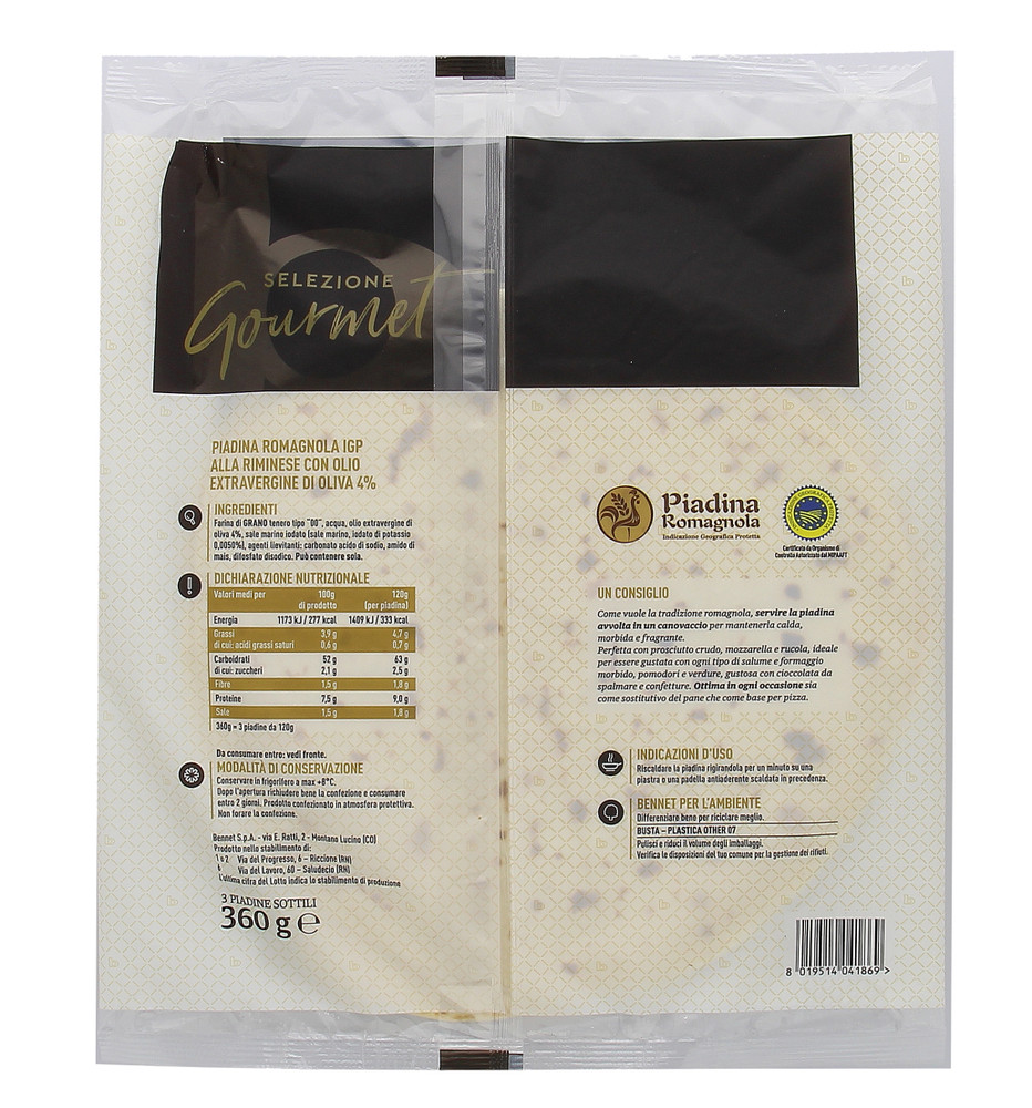 Piadina Con Olio Extra Vergine D'oliva Selezione Gourmet Bennet - Foto 3