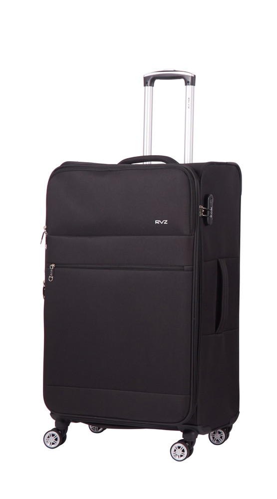 Trolley In Poliestere Nero 76hx45x30, 4 Ruote Doppie Piroettanti - Foto 1