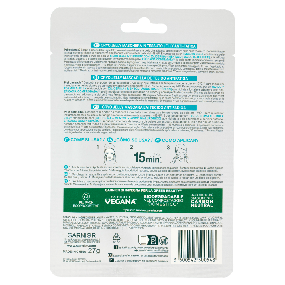 Maschera Viso In Tessuto Cryo Jelly Skinactive Garnier - Foto 3