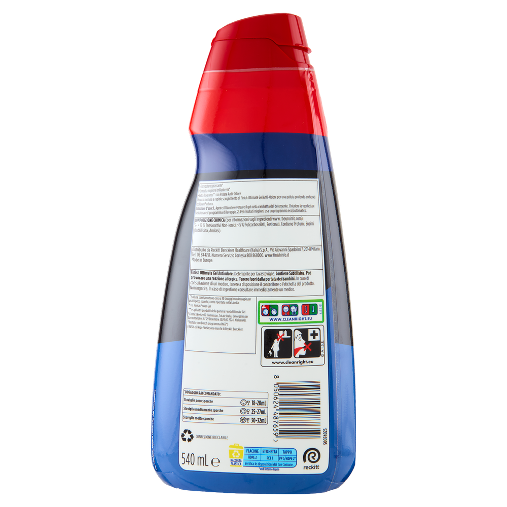Detergente Per Lavastoviglie Finish Gel Ultimate Antiodore 30 Lavaggi - Foto 3